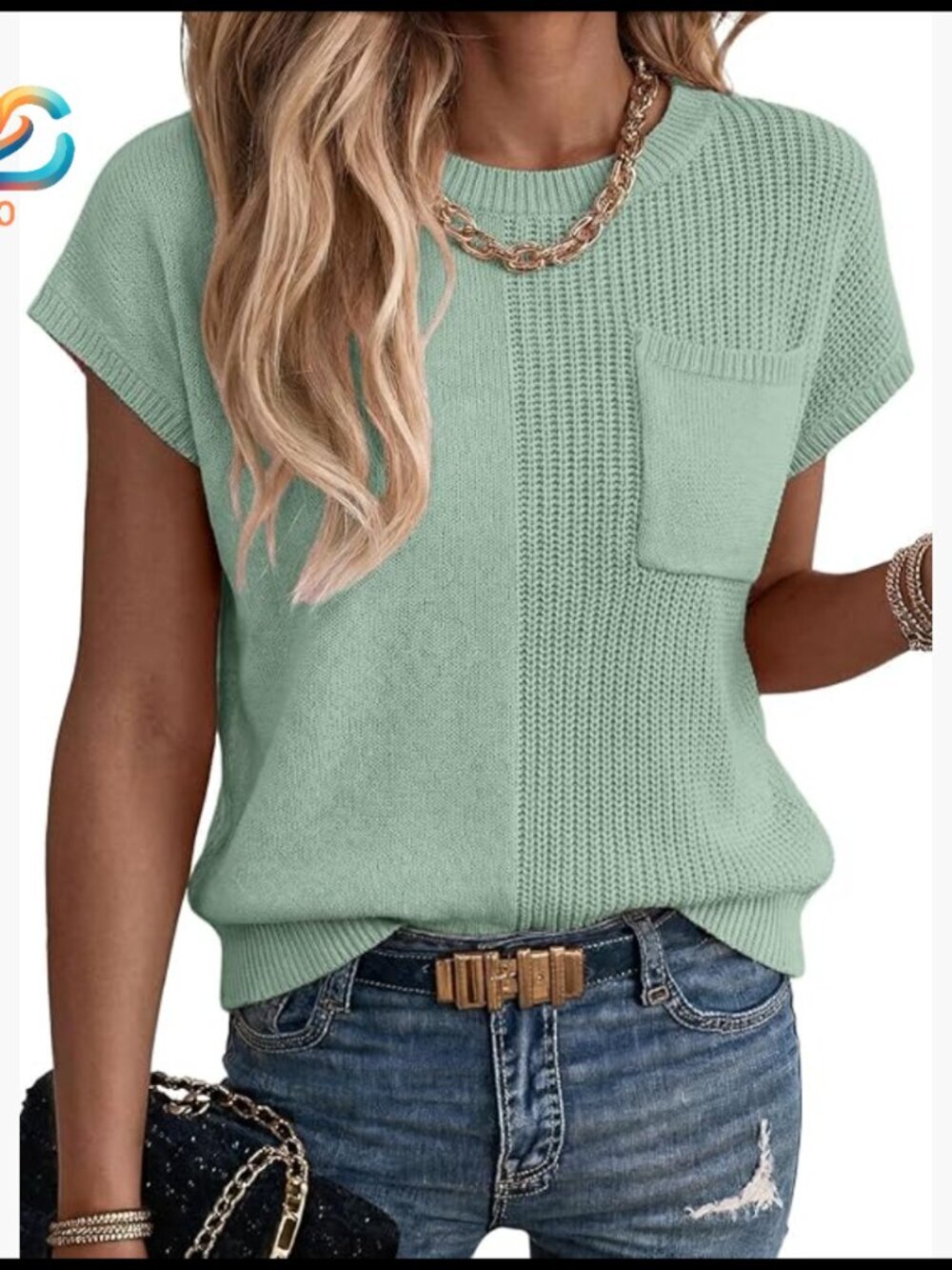 Asymmetrical Sleeveless Knit Top Crewneck Lightweight Blouse Women's